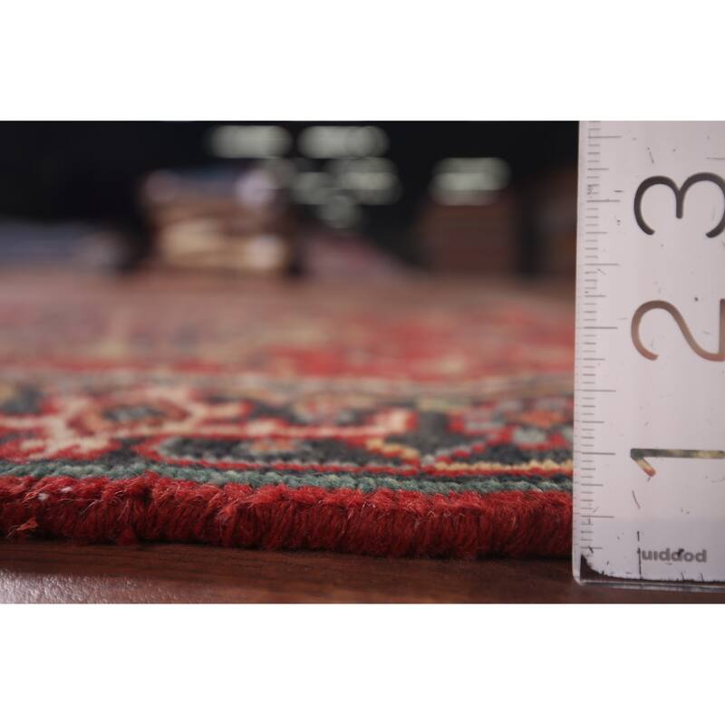 Red Heriz Serapi Runner Rug Hand-Knotted Geometric Wool Carpet - 2'6"x 7'11"