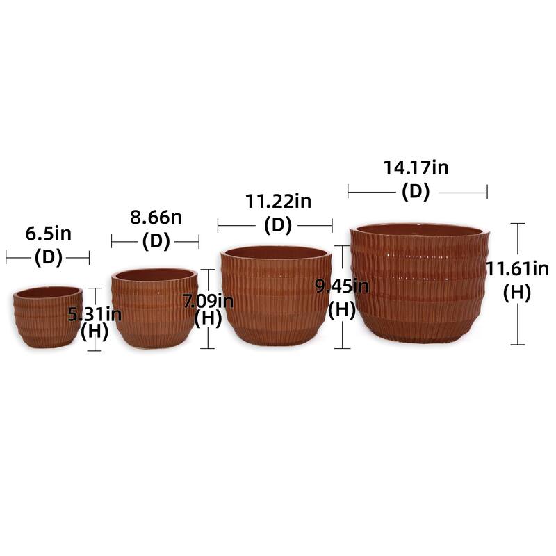 4 Pieces Ceramic Flowerpot, Modern Planter for Patio, Garden or Windowsills