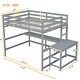 preview thumbnail 2 of 12, Full Size Loft Bed with Built-in Desk, Ladder Platform, Ladders, Guardrails