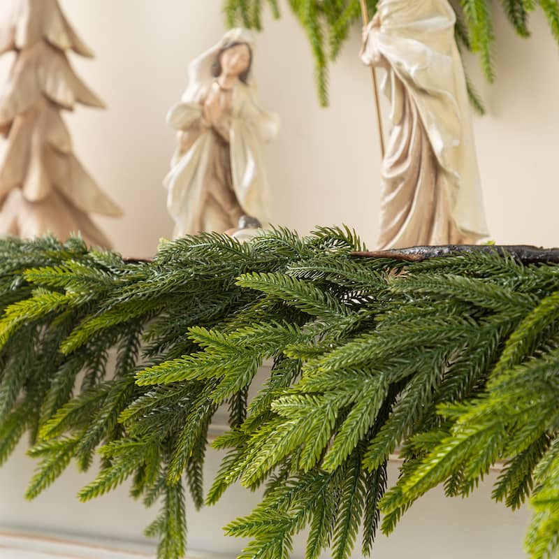 Glitzhome Christmas Greenery Pine PE Dripping Garland & Wreath & Teardrop Set