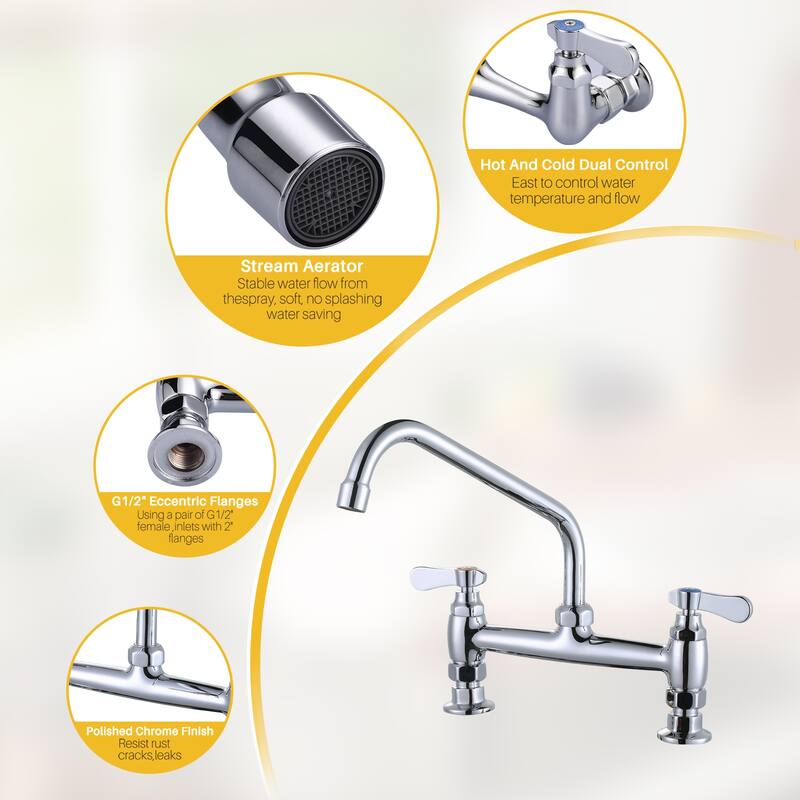WOWOW Minimalist Bridge-Style Desk-Mounted Dual-Handle Faucet