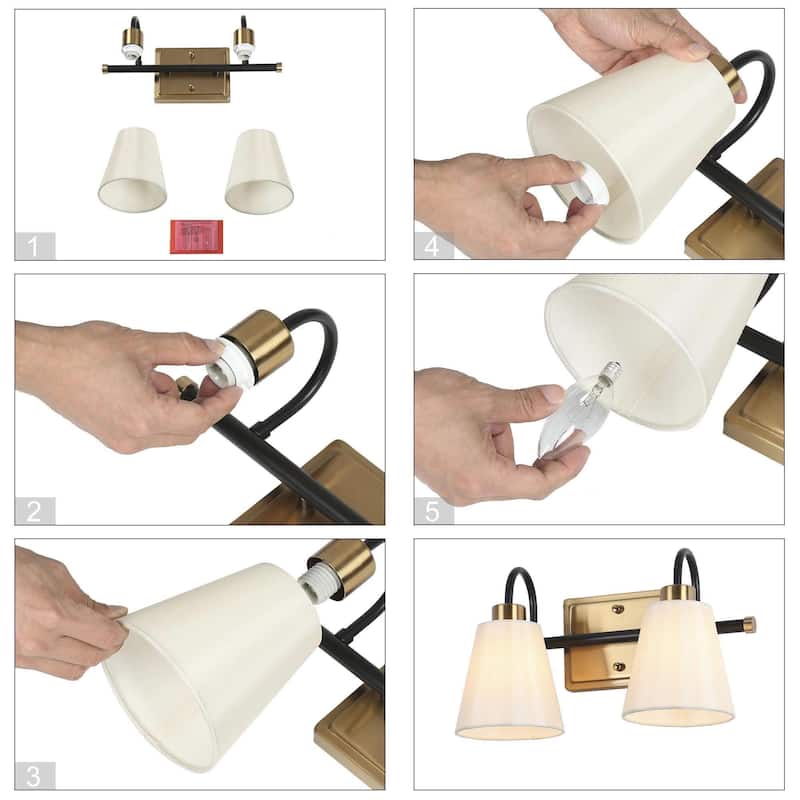 Barr Mid-century Modern 4-Light Bathroom Vanity Light Fabric Wall Sconce