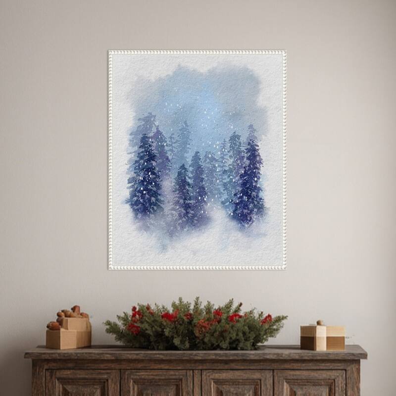 Driven Snow II by Regina Moore (23 x 28 in.), Framed Canvas Wall Art Print - Sylvie Beaded White