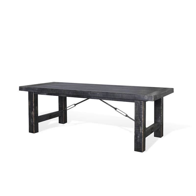 Rena Dining Table, 2 Extension Leaves, 86-122 Inch Black Mahogany Wood