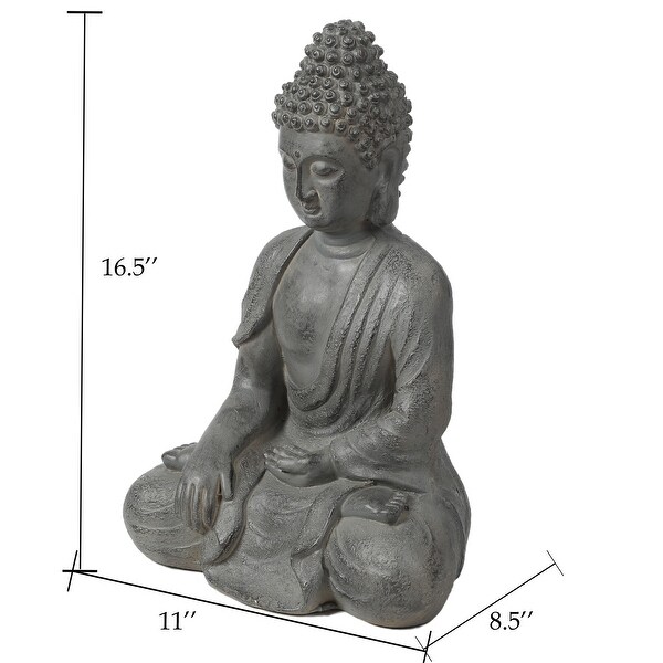 16.5-Inch Indoor/Outdoor Grey MgO Meditating Buddha Statue