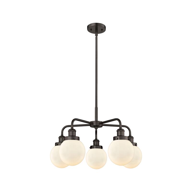 Innovations Lighting Beacon - 5 Light 24" Stem Hung Chandelier - Oil Rubbed Bronze/Matte White