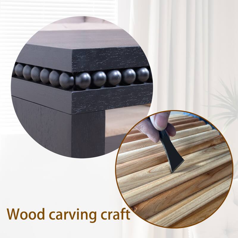 Modern Coffee Table End Table with Beaded Trim, Wood Accent Table Dining Table Centerpiece with Open Shelf Storage