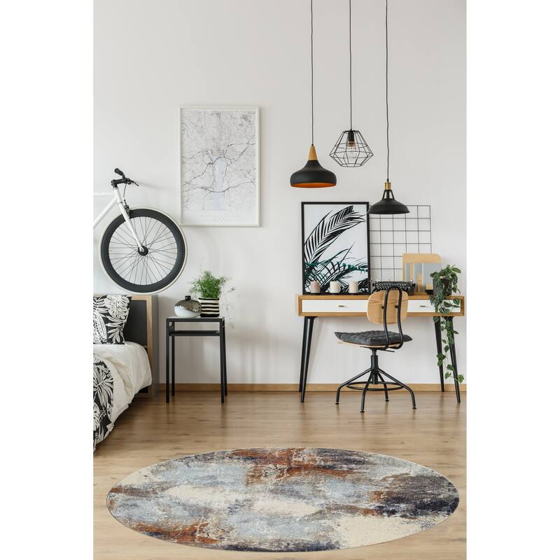 Olympia Collection Blue and Beige Abstract Design Area Rug