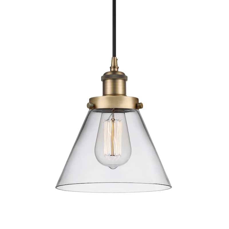 Innovations Lighting 916-1P-10-8 Cone Pendant Cone 8" Wide Mini - Brushed Brass / Clear