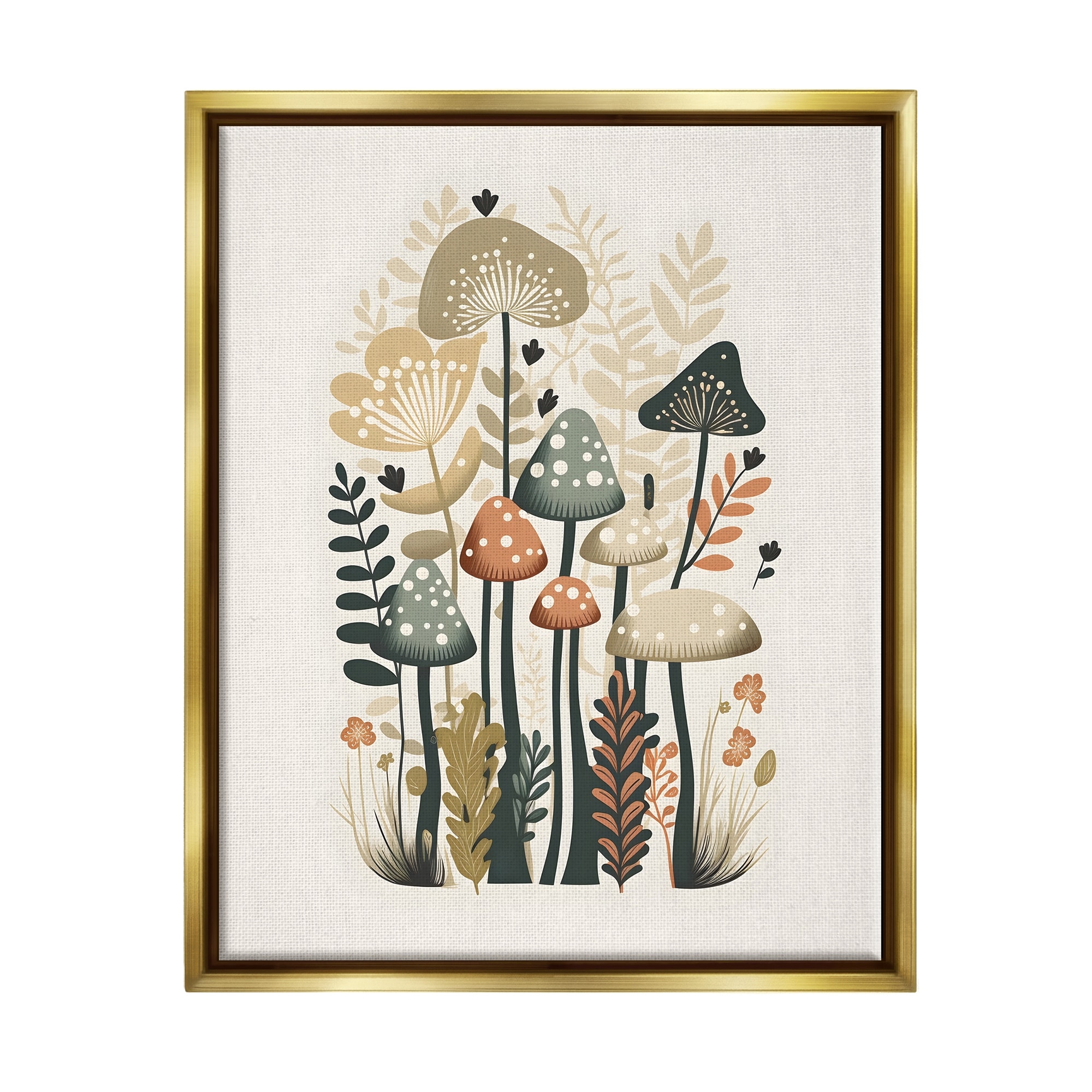 Stupell Whimsical Mushroom Botanicals Framed Floater Canvas Wall Art Design by Petals Prints Design