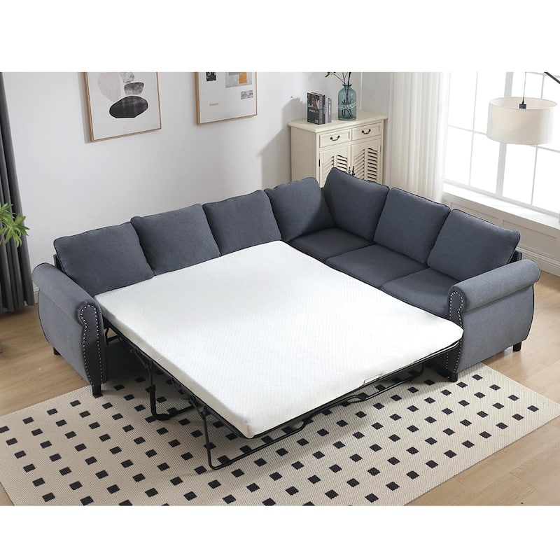 81.5" Convertible Sleeper Couch with Pull Out Bed,3 Seater Sofa Bed