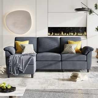 Futzca ​Sectional Sofa Couch, 3 Seat L Shaped Sofa with Removable Pillows
