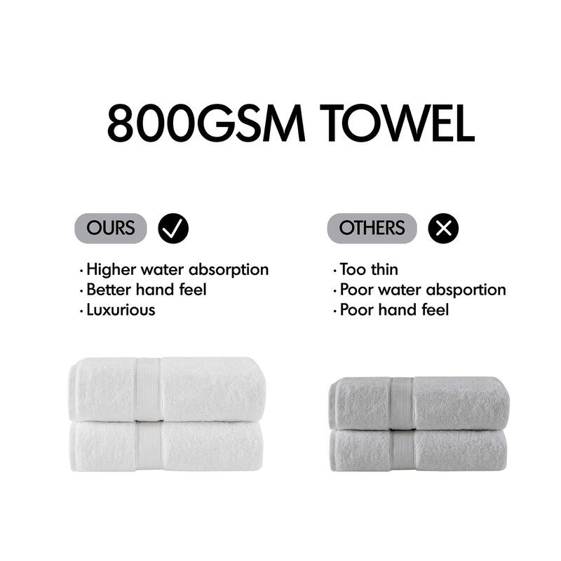 Madison Park Signature 800GSM Ultra-Soft 100% Cotton Absorbent Towel Set
