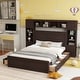 preview thumbnail 76 of 105, Modern Platform Bed with Integrated Cabinet, Trundle Bed and Drawers