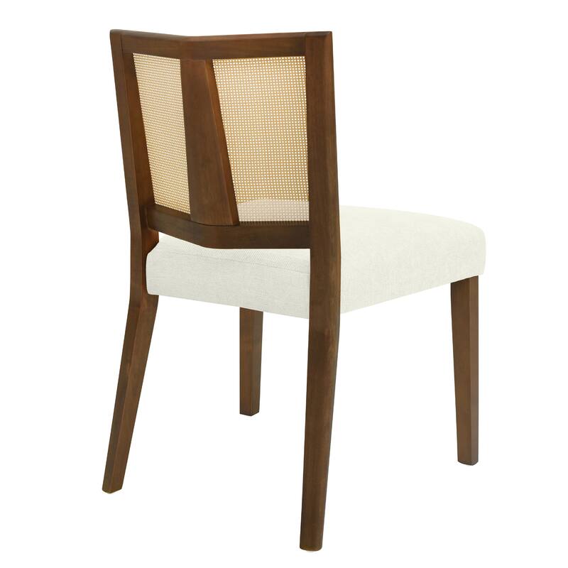 Mid-Century Modern Dining Chair with Rattan Back(Set of 2)