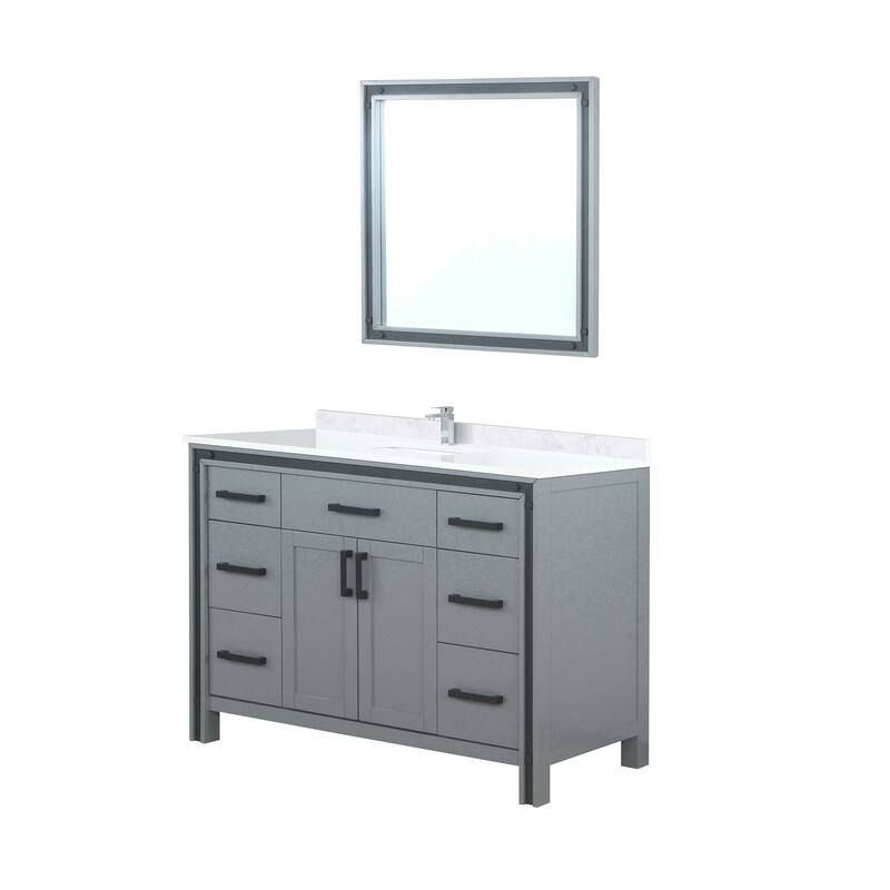 Ziva 48 in W x 22 in D White Bath Vanity, White Quartz Top, Faucet Set and 34 in Mirror