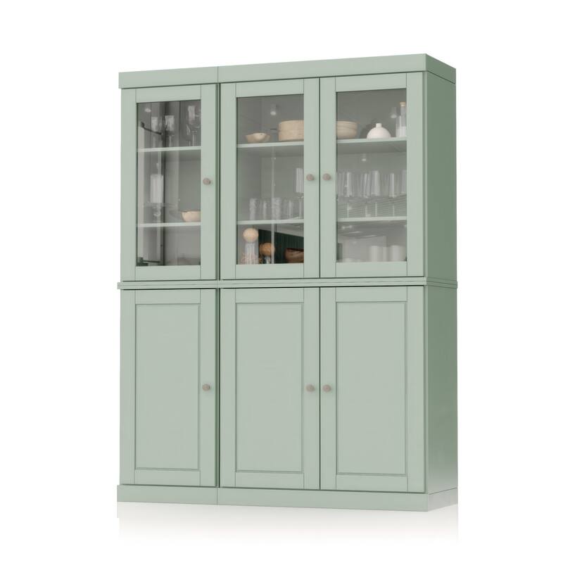 Palace Imports 100% Solid Wood Pantry China Cabinet, Raised Panel & Clear Glass Doors, 48.5" Wide, 71.5" Tall - 48.5" x 71.5"