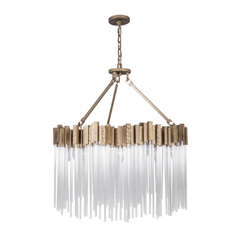 Varaluz 309P10 Matrix Recycled Steel and Fluted Glass 10-Light Pendant