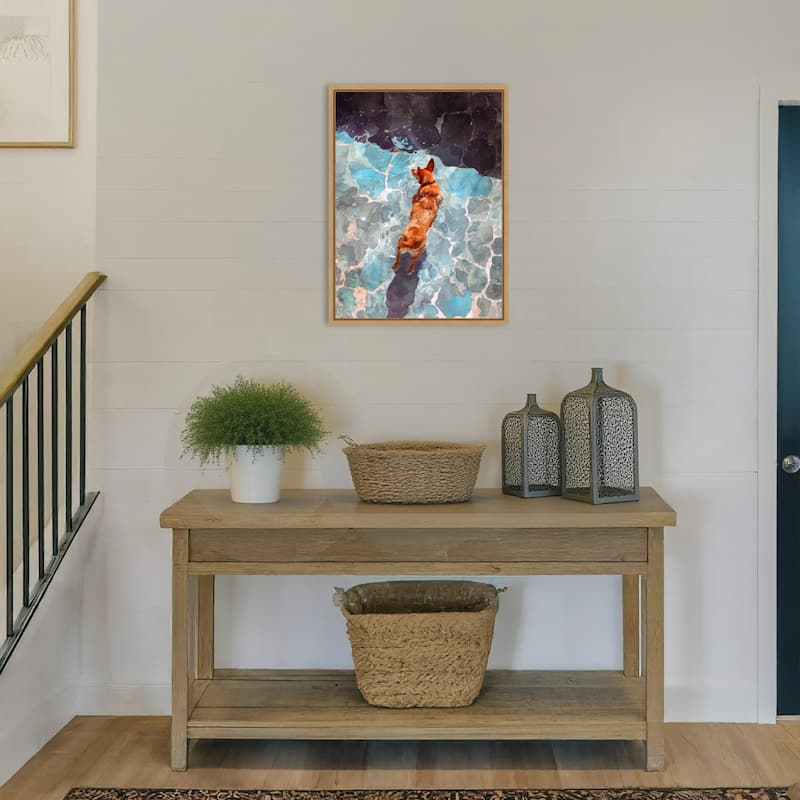 Dogs Life Wading by Justyna Jaszke Framed Canvas Wall Art