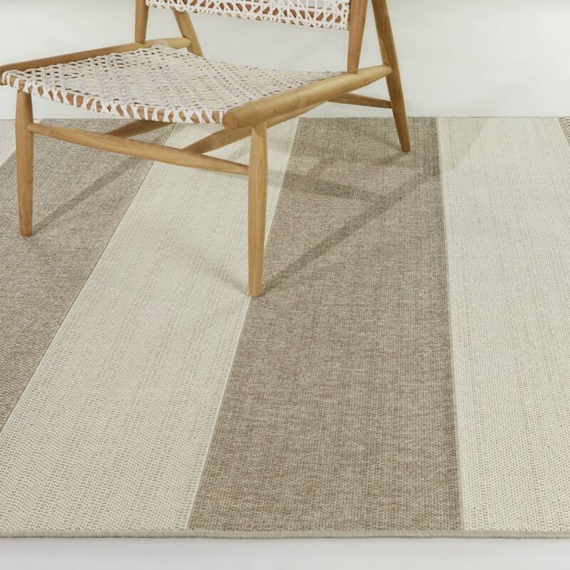 Louisa Striped Patio Area Rug - 7'10" x 10' - Brown