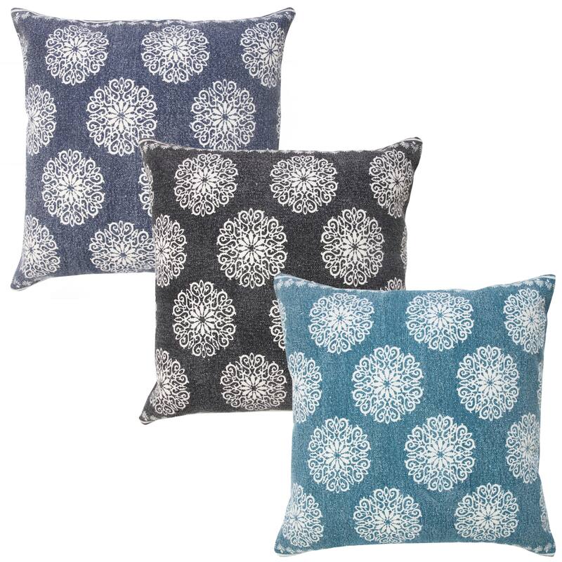 Sevita Traditional Bordered Bohemian Floral Throw Pillow, Single or Set of 2