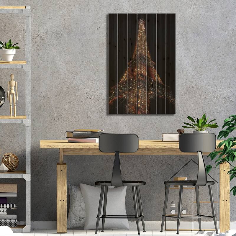 The Eiffel Tower Print On Wood by Yana Potter - Multi-Color
