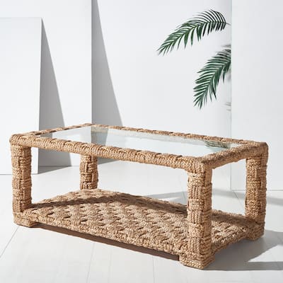 SAFAVIEH Couture Verlie Tropical Coastal Boho Water Hyacinth Coffee Table - 44 In. W x 24 In. D x 18 In. H - 44Wx24Dx18H
