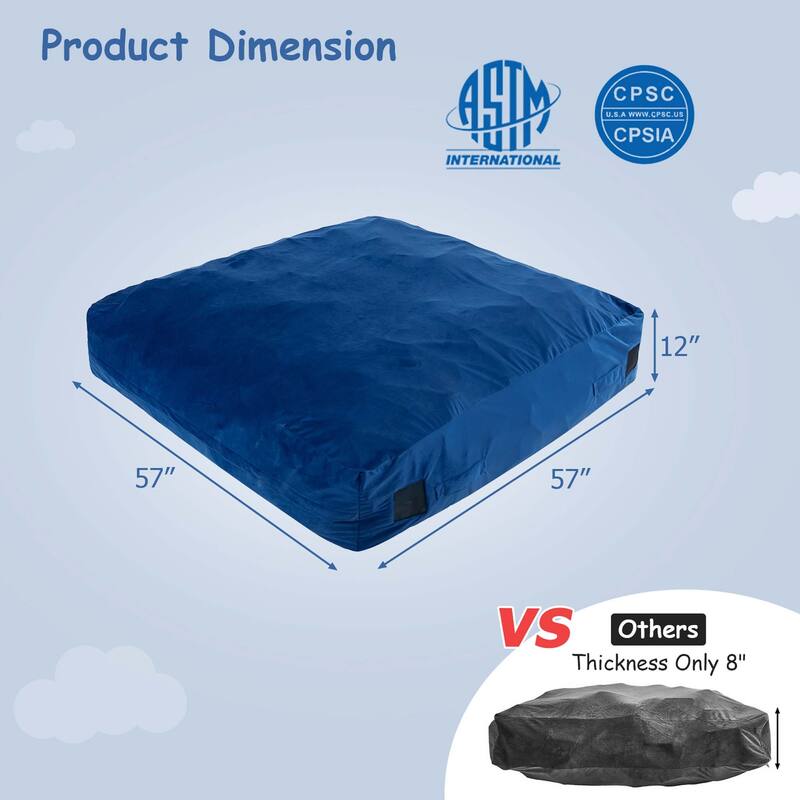 Costway 57" x 57" Crash Pad Sensory Mat with Foam Blocks & Washable - See Details