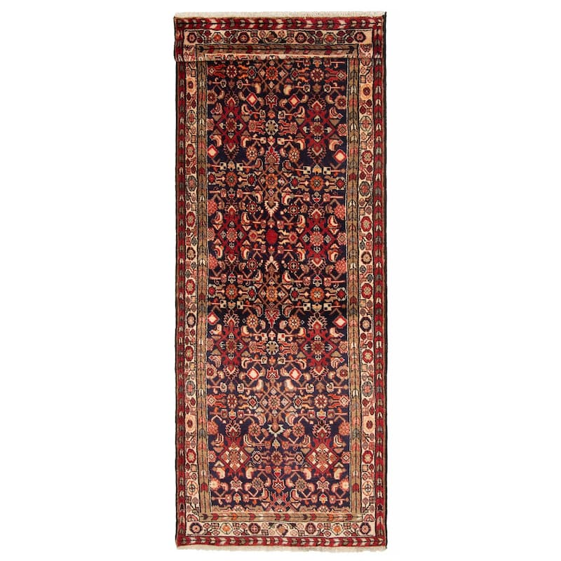 ECARPETGALLERY Hand-knotted Andelz Navy Wool Rug - 3'5 x 9'11 - Dark Navy - 3'5 x 9'11