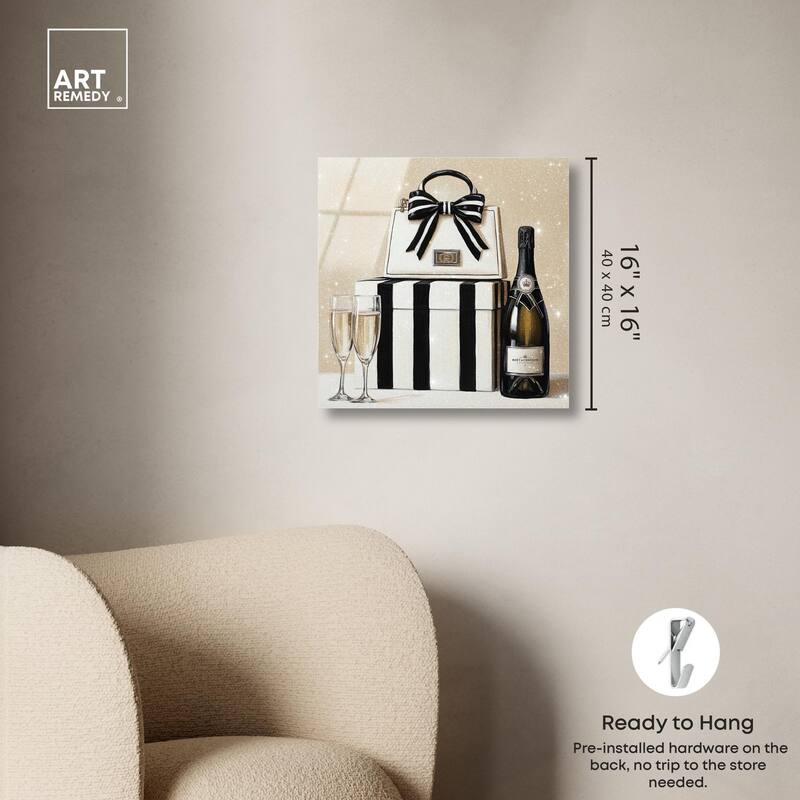 Black and White Striped Glam Acrylic by Art Remedy, Ready to Hang