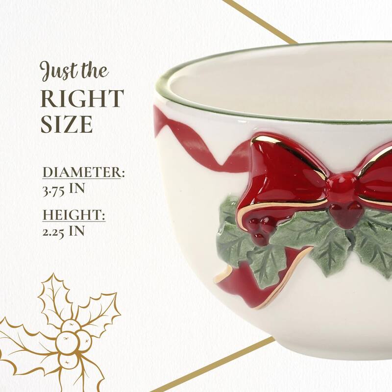 Spode Christmas Tree Ribbons Tea Light - 2.25" D x 3.75" H