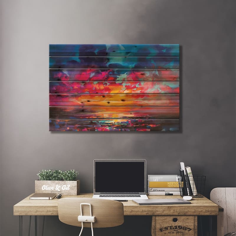 Liquid Light V Print On Wood by Scott Naismith - Multi-Color