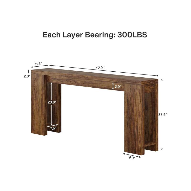 Rossetta Farmhouse Simple Slim Profile Wood-Grain Finish Entryway Table