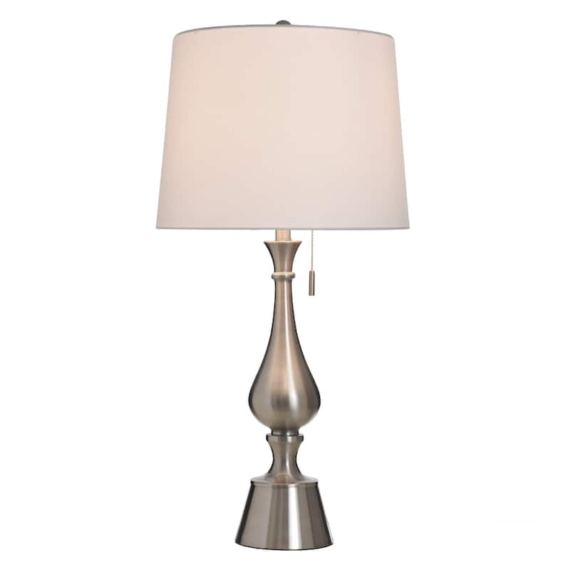 StyleCraft Steel Table Lamp - Brushed Steel - White Shade