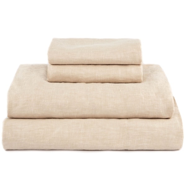 100% French Linen Sheet Set by BOKSER HOME - King - Putty Heather