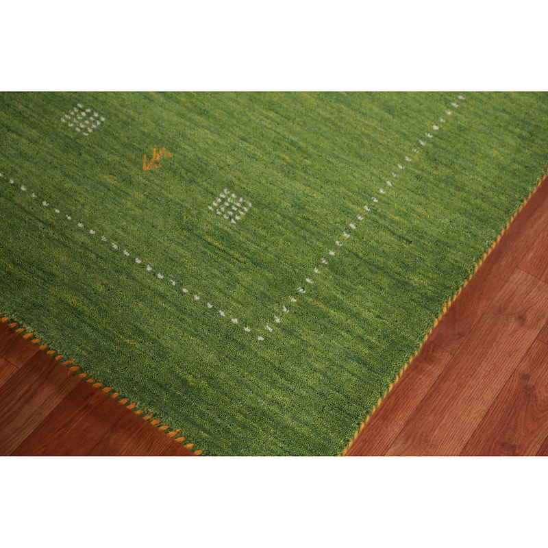 Hand Knotted Oriental 100% Wool Carpet Tribal Tribal Green Gabbeh Area Rug - 7' 9'' X 5' 8''