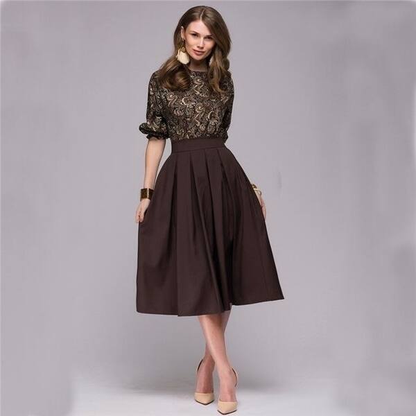 Shop Fall Fashion Women Floral Printed Party Dresses Autumn