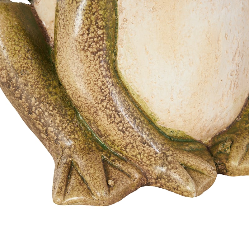 Magnesium Oxide Frog Garden Sculpture with Brown and Green Accents - Cream - Roche River Decor