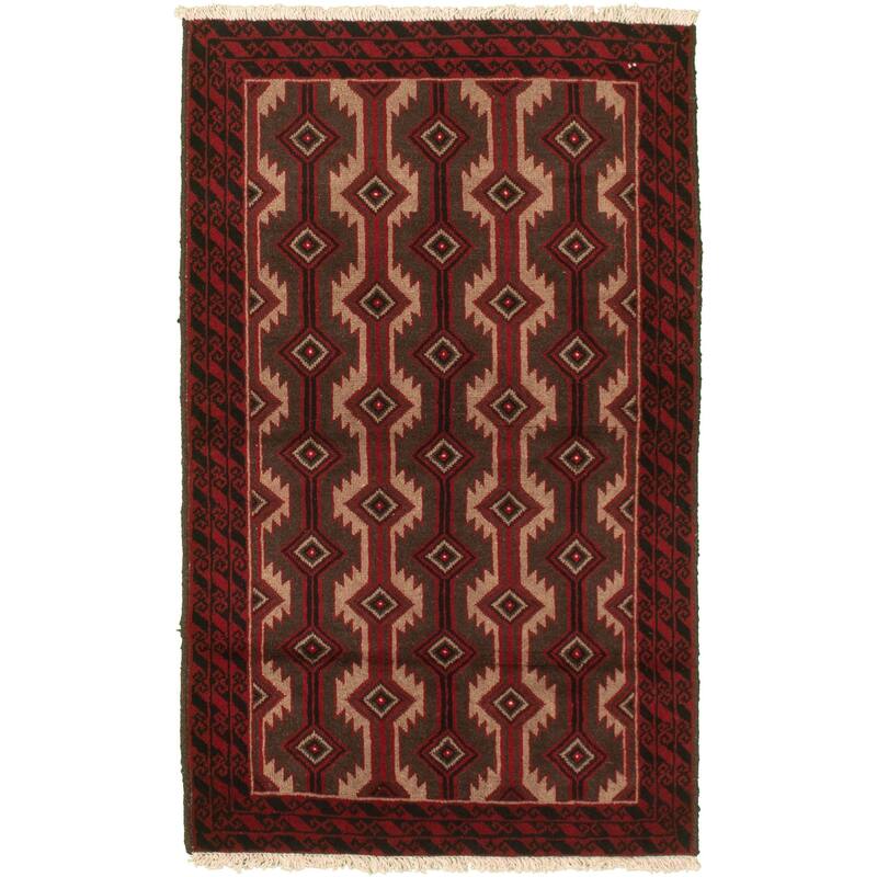 Hand-knotted Herati Red Wool Rug - 3'2" x 5'5"/3'2 x 5'5