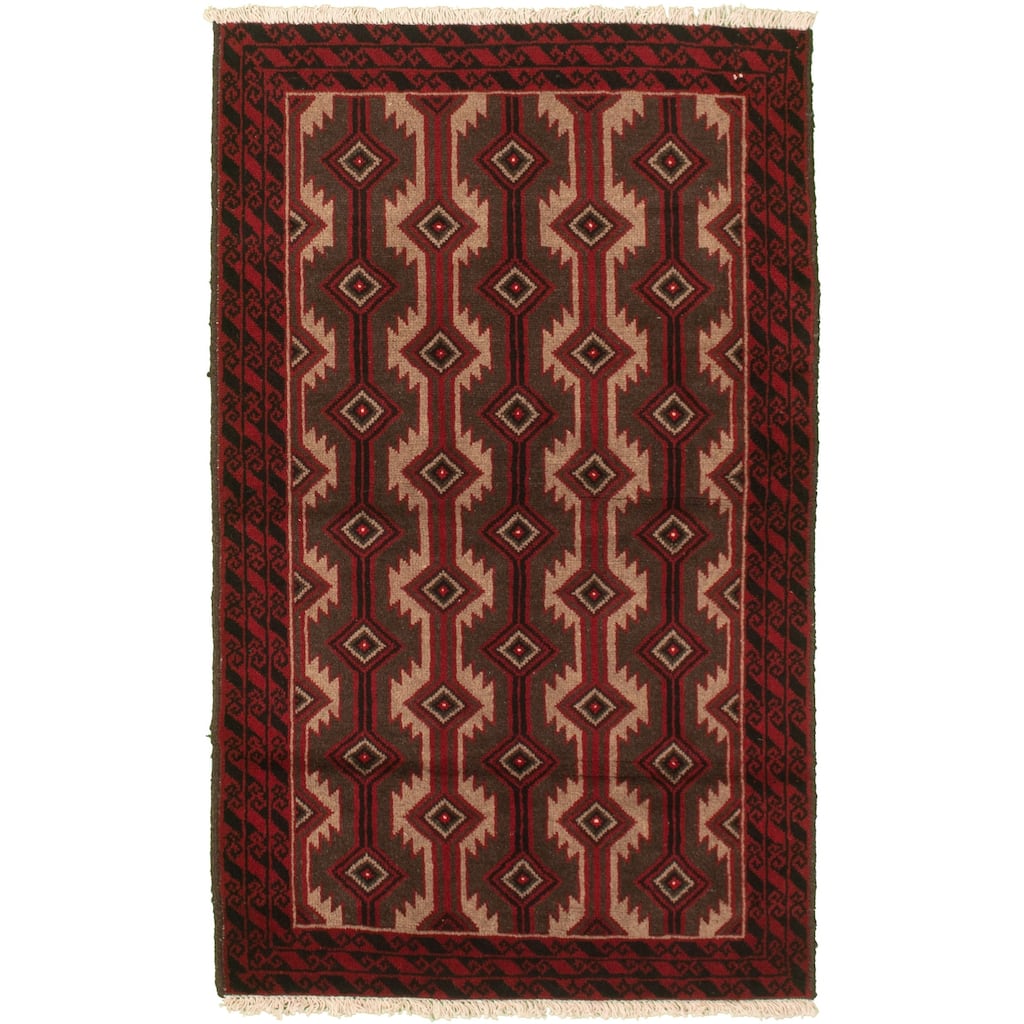 Hand-knotted Herati Red Wool Rug - 3'2" x 5'5"/3'2 x 5'5