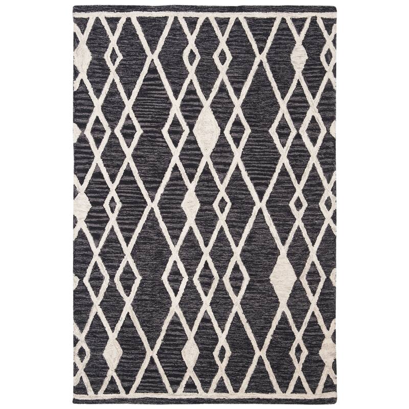 SAFAVIEH Handmade Micro-Loop Jolanda Moroccan Wool Rug - 2'6" x 5' - Charcoal/Ivory