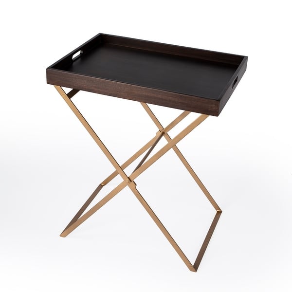slide 2 of 7, Emma Cross Legs Tray Table Brown - Wood