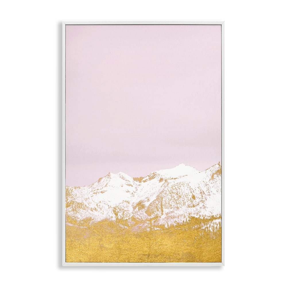 Stupell White Tipped Mountains on Pink Framed Giclee Art Design By Gemma Bardot