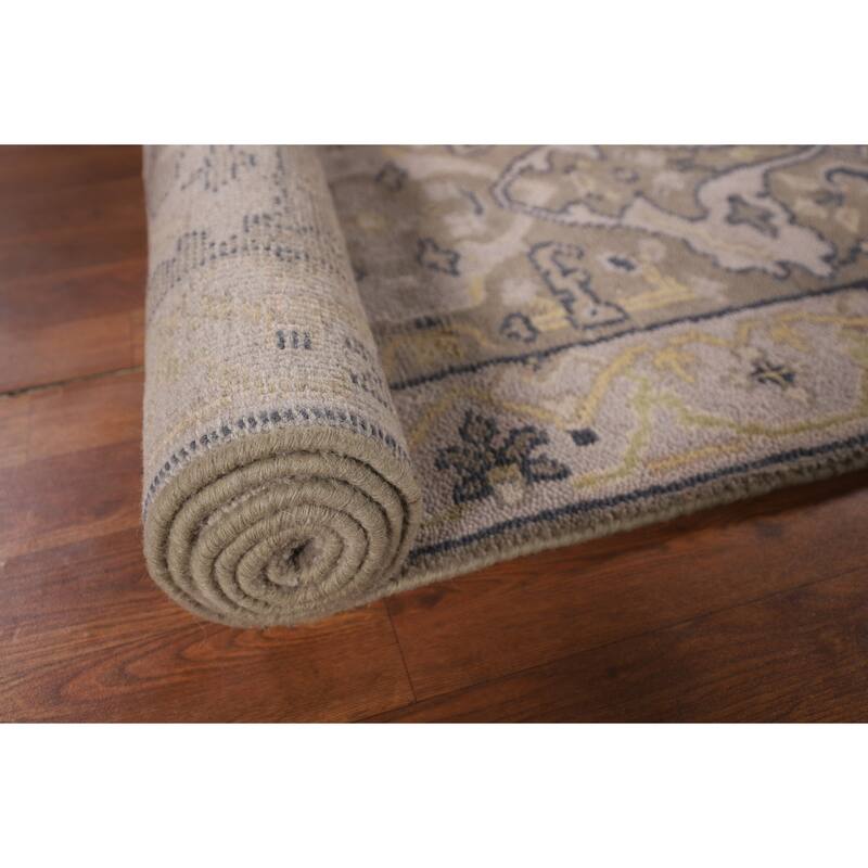 All-Over Oushak Oriental Runner Rug Handmade Brown Wool Carpet - 2'8" x 10'11"