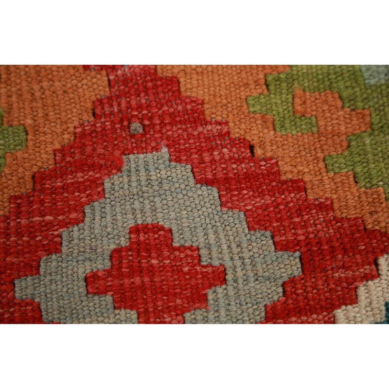 Hand Woven Oriental 100% Wool Carpet Southwestern Geometric Red Kilim Area Rug - 8' 4'' X 5' 10''