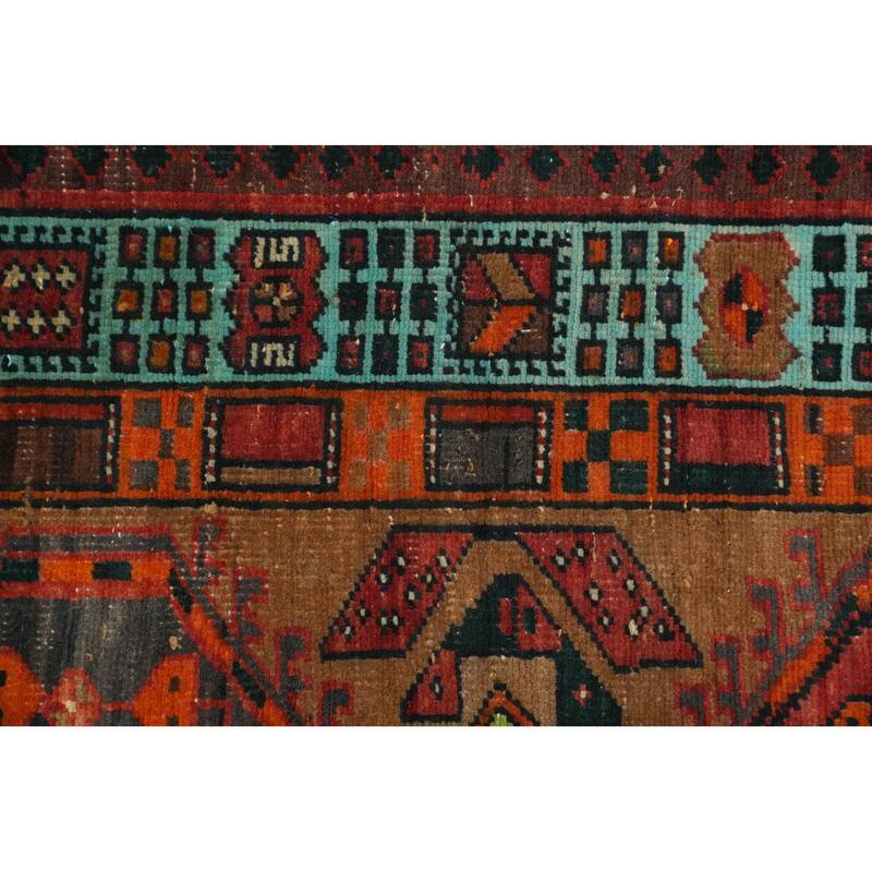 Hand Knotted Oriental 100% Wool Carpet Traditional Tribal Brown Ardebil Runner Rug - 10' 10'' X 3' 4''