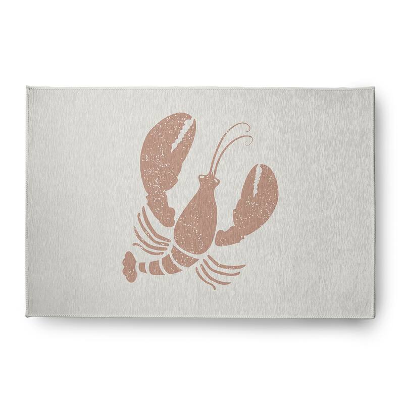 Lobster Nautical Indoor/Outdoor Rug - Mauve and White - 4' x 6'