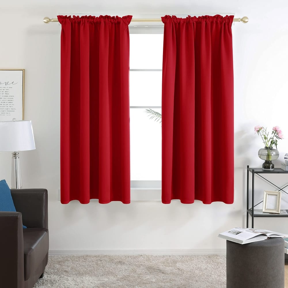 Deconovo Solid Rod Pocket Curtain Panel Pair, Set of 4 Panels