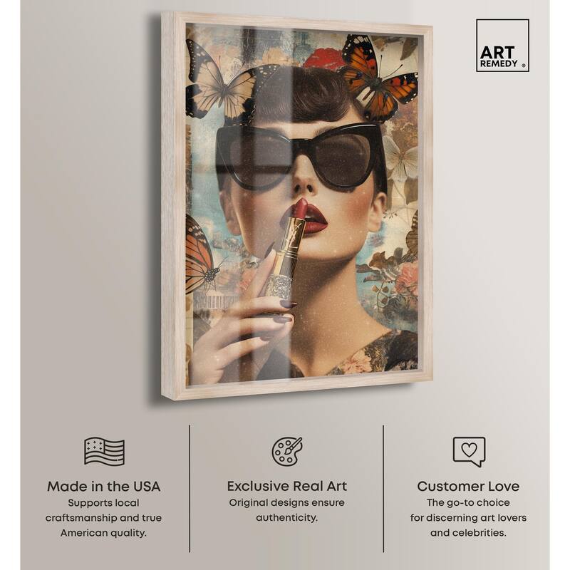 Iconic Lady Butterfly Collage II Shadowbox by Art Remedy
