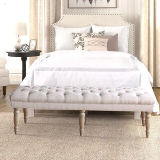 Blasted Rock Natural Beige Tufted Bench
